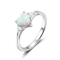Couple's Heart-Shaped Opal 925 Silver Ring for Women